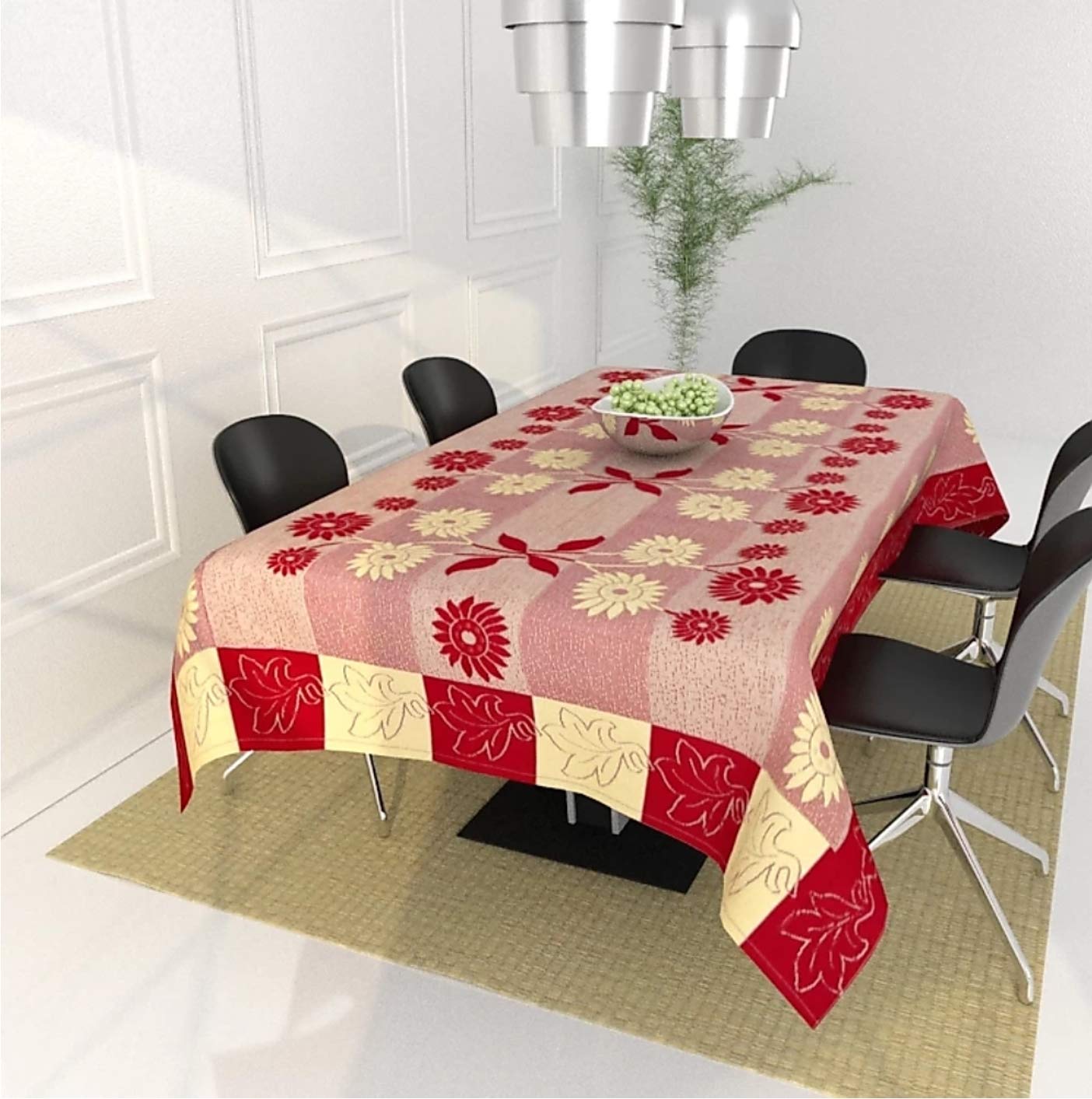 Buy Delhi PVC Corp Floral Design Dining Table Cover for 6 Seater 60 x