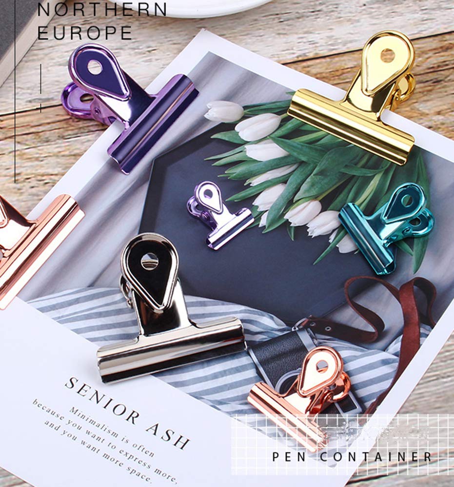 Clip Bulldog in metallo Fermagli for bulldog piccoli in oro rosa da 20 mm, clip a goccia d'acqua, confezione da 30 fermagli for cerniere in metallo, morsetti for raccoglitori di documenti