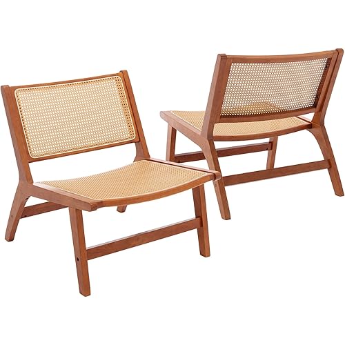 Bonzy Home Rattan Lounge Accent Chair Set of 2, Patio Woven