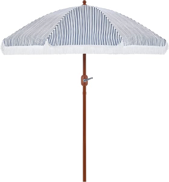 Yaheetech 9/7.5 ft Patio Umbrella with Tassels, Fringe Portable Beach Umbrella, Umbrella Outdoor Patio With Crank Operat