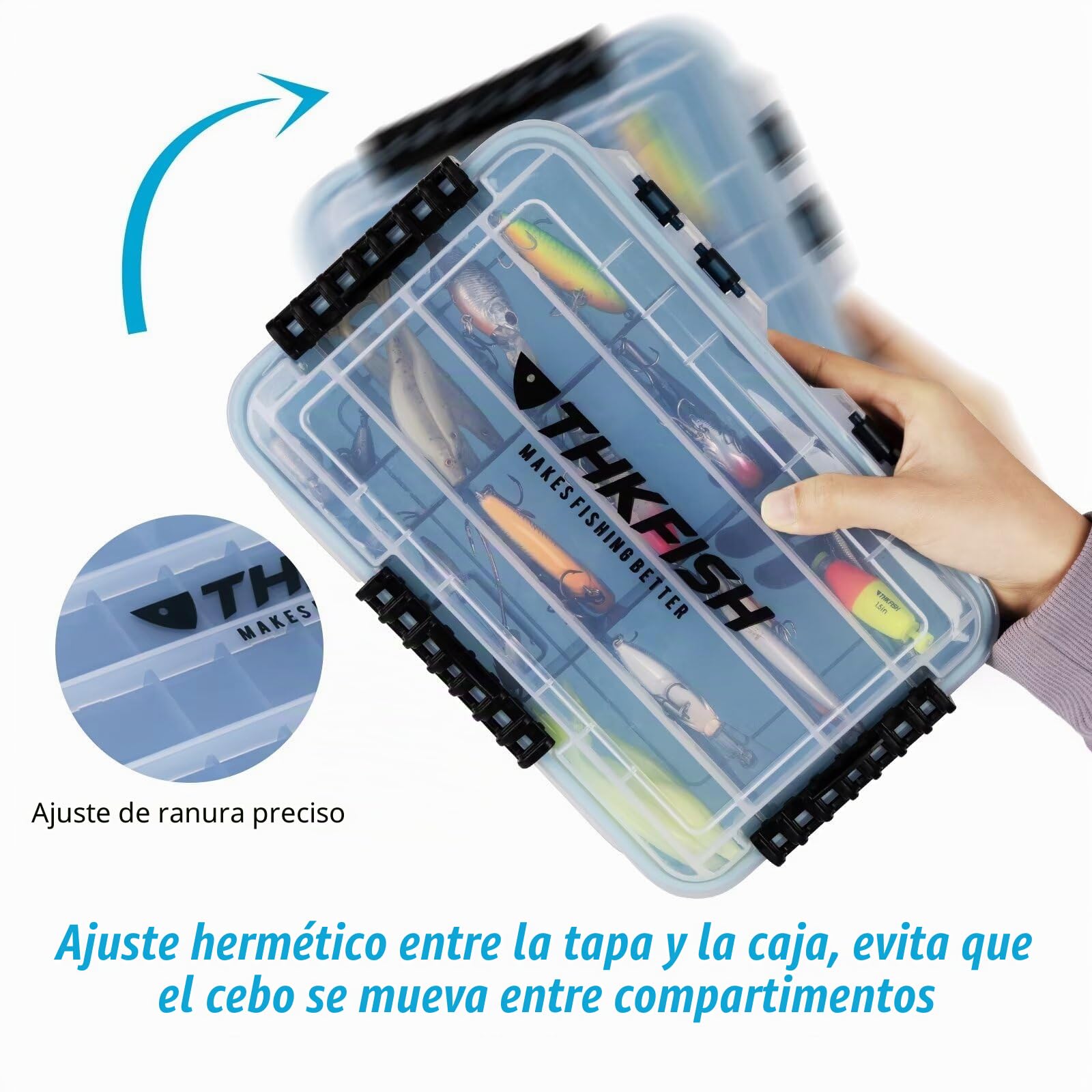 THKFISH Caja de Aparejos de Pesca Caja de Cebo Flotante Impermeable para Paletas de Aparejo de Pesca 3600-2pcs