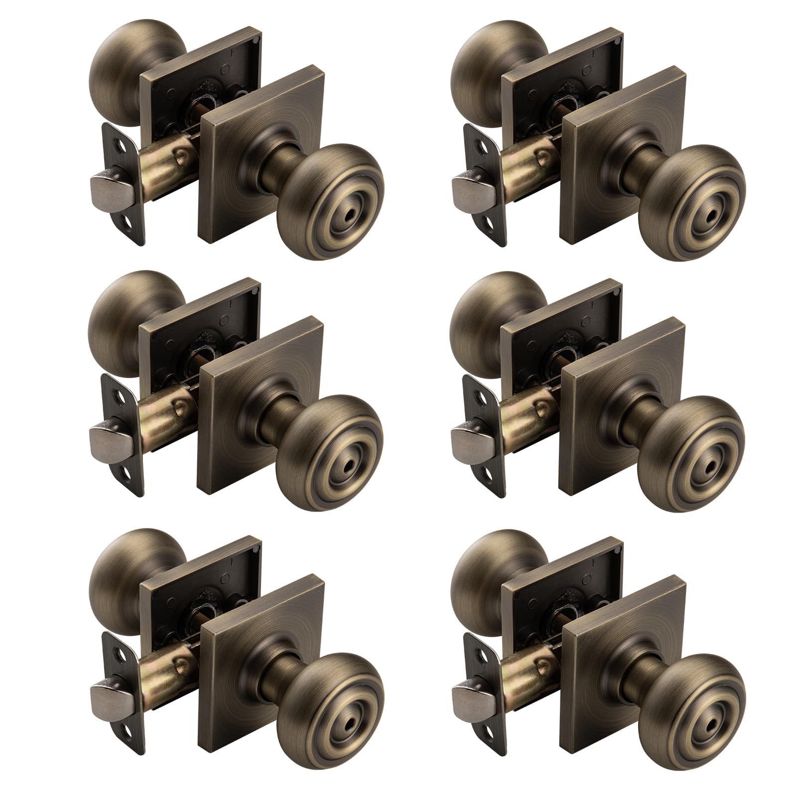Antique Brass Door Knobs - 6 Pack -13