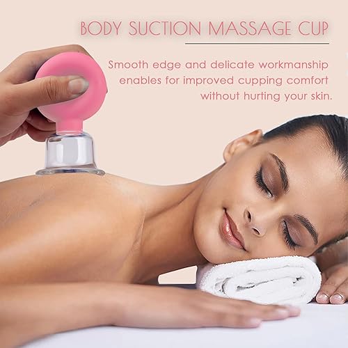 Miniatura 6 de Verynewbee Juego de regalo de ventosas faciales de vidrio, 4 piezas de terapia de ventosas faciales, tazas de succión al vacío de silicona,