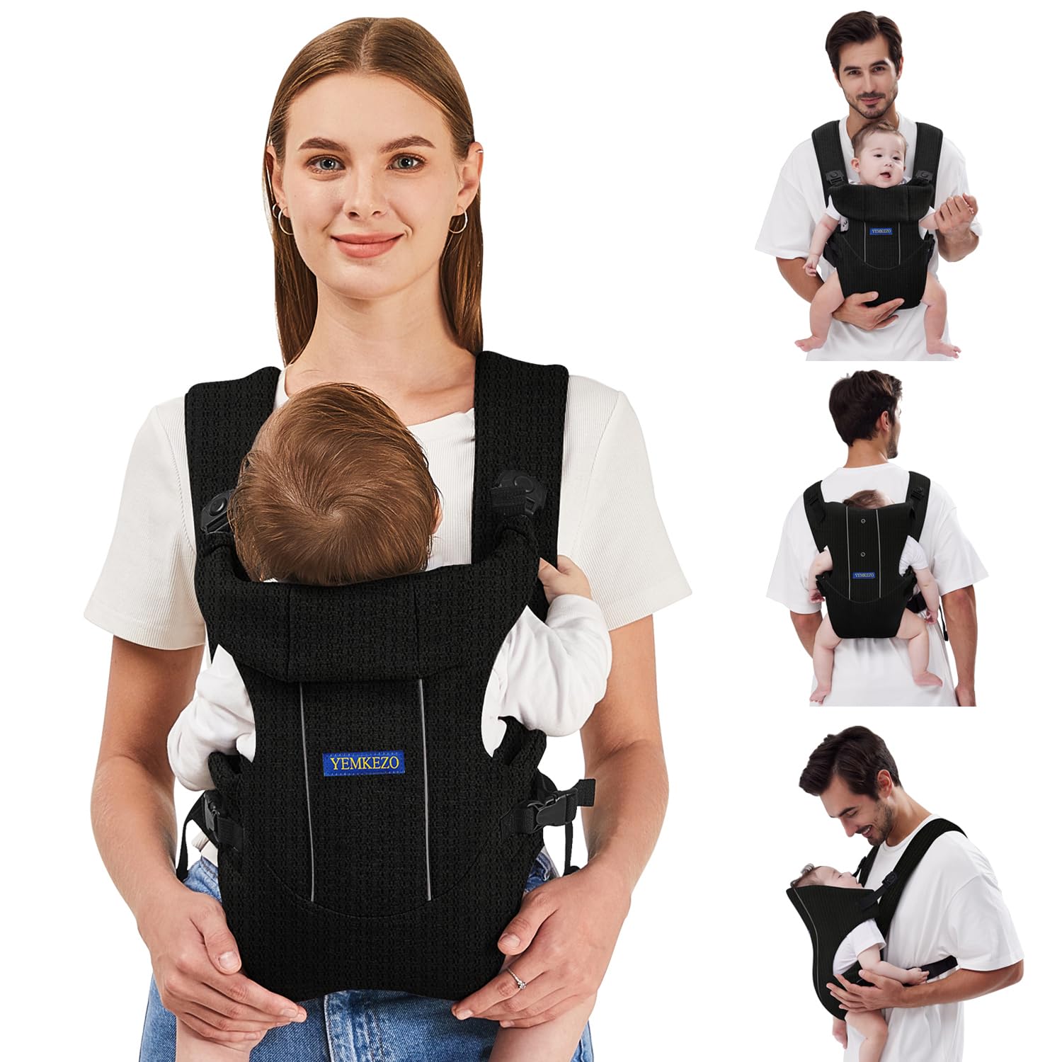 Baby Carrier, Baby Carrier Newborn to Toddler, Ergonomic Newborn Carriers, Easily Adjustable Toddler Carrier, Lightweight Infant Carrier (Mesh,Black)