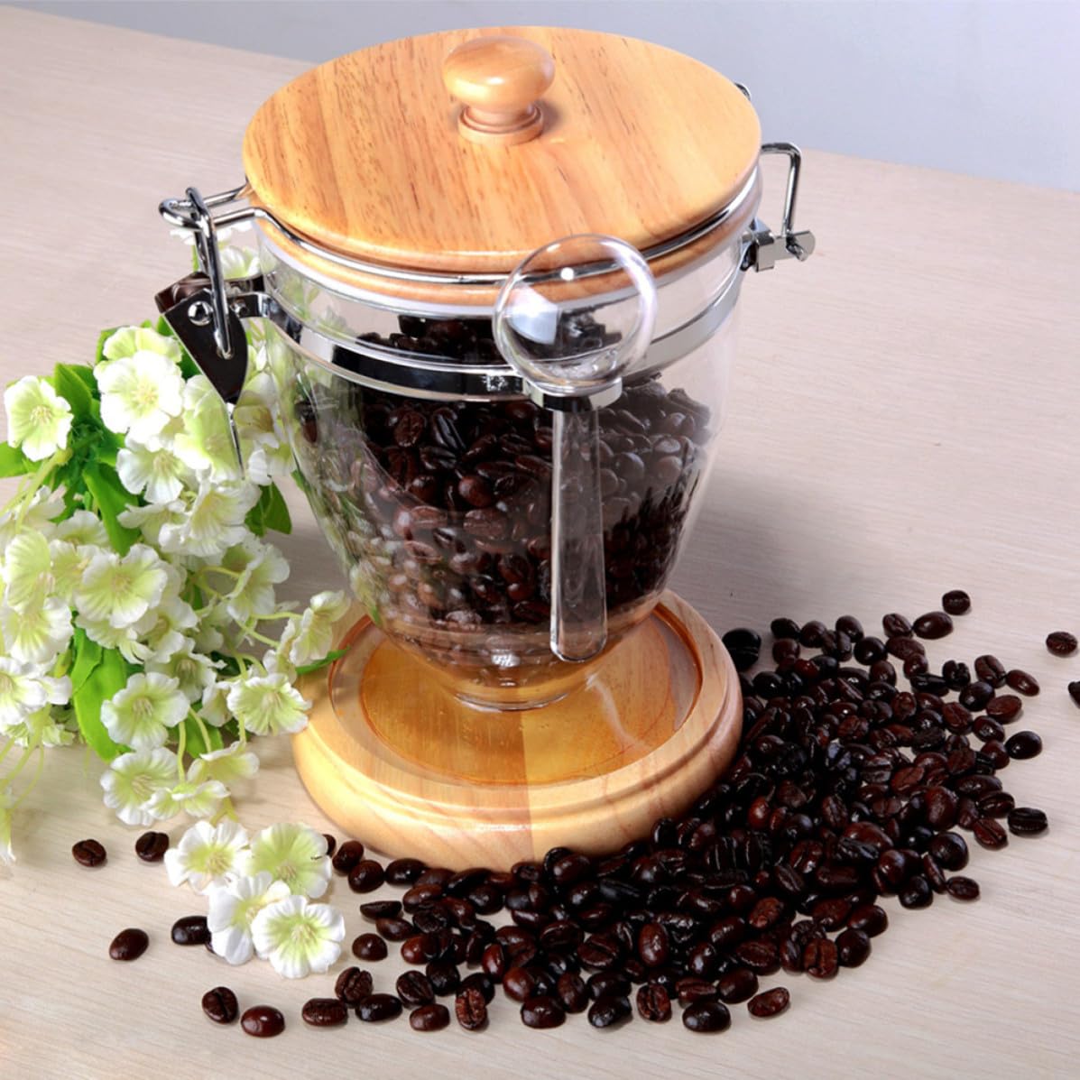 Barattolo Ermetico per Tè e Caffè in Plastico Manico, Forma Semplice