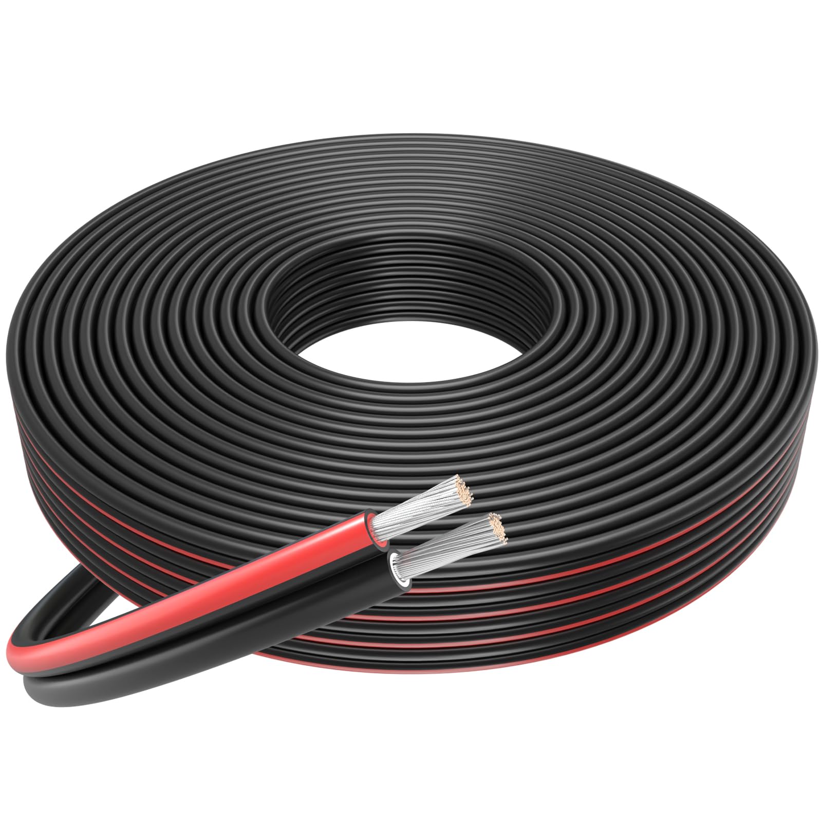 FIRMERST 2x164ft 10 AWG Solar Extension Cable, Red & Black Parallel Solar Wire, PV Cable Pair for Solar Panels, Inverters and Charge Controllers