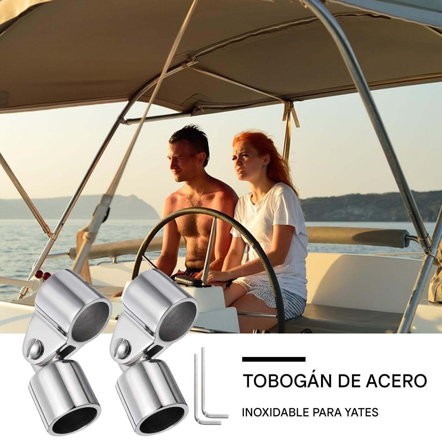 Accesorios de Montaje para Cubierta de Barco - Accesorios para Yates - Juego de 2 Piezas Anticorrosión Acabado Inoxidable Fijaciones Para Postes Redondos y Barandillas Aplicaciones Para