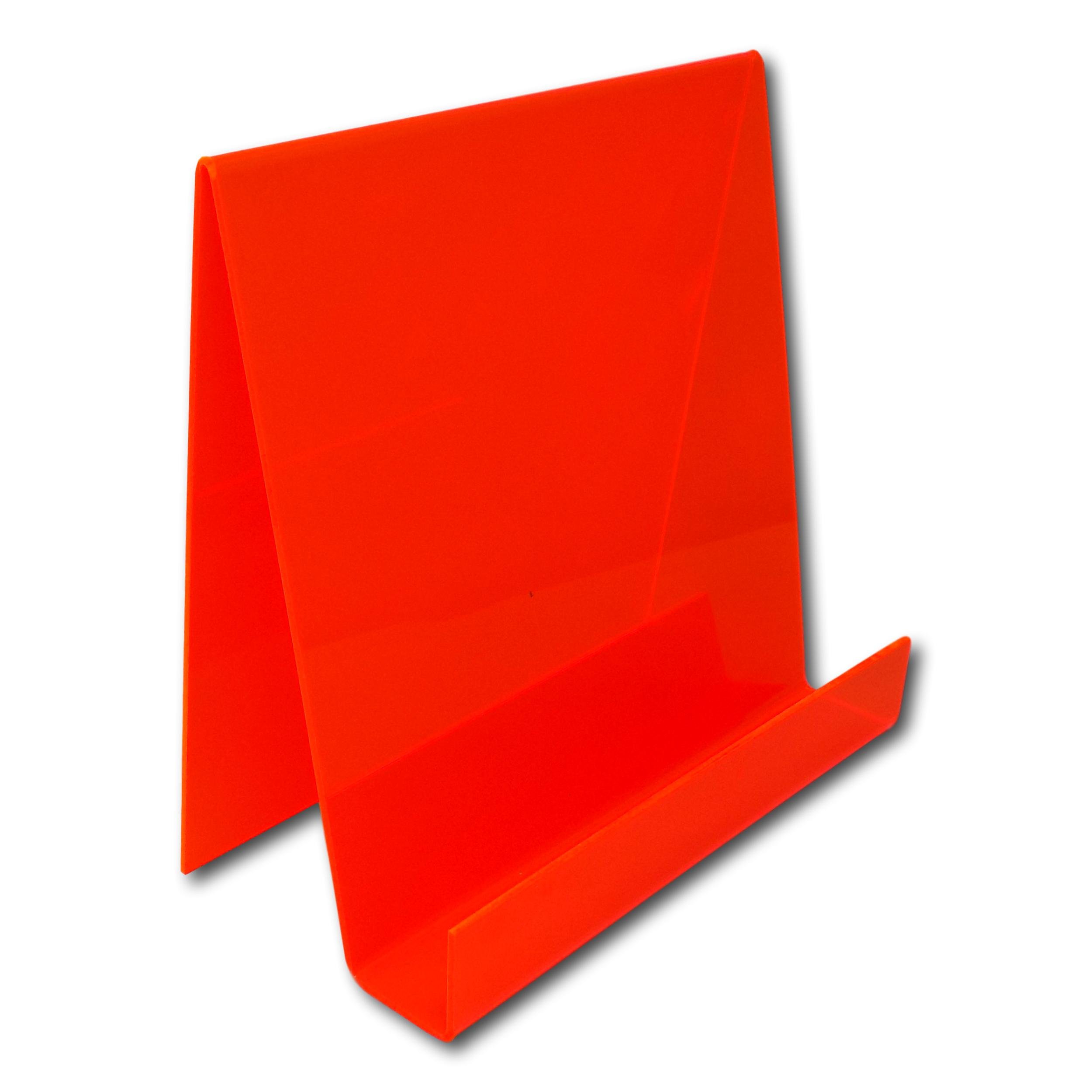 EPOSGEAR XL Extra Large Wide Plastic Acrylic Perspex Book Plate Retail Display Stand Holder - Perfect for Schools, Nurseries, Libraries etc (Lava Orange)