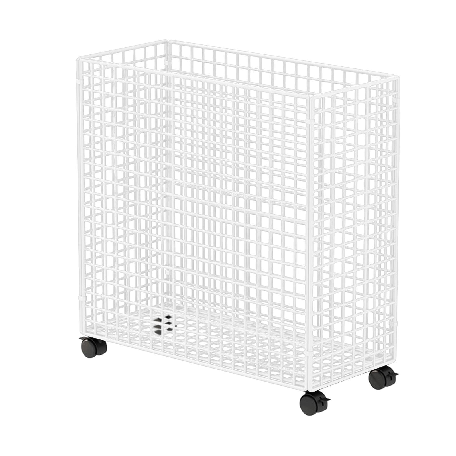 Carrello Portabiancheria Pieghevole Compatto con Ruote in Ferro Traspirante Multifunzionale Adatto per Camere da Letto, Palestre, Dormitori, Lavanderi, Bianco