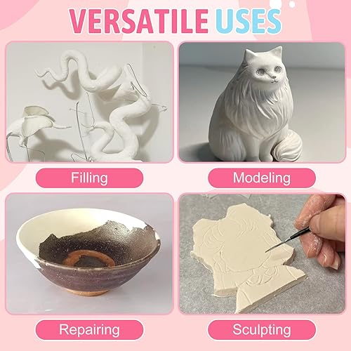 Miniatura 4 de Arcilla epoxi para esculpir, arcilla blanca 2 partes A y B compuesto de relleno Fuerza adhesiva fuerte Buena plasticidad para esculpir modelado