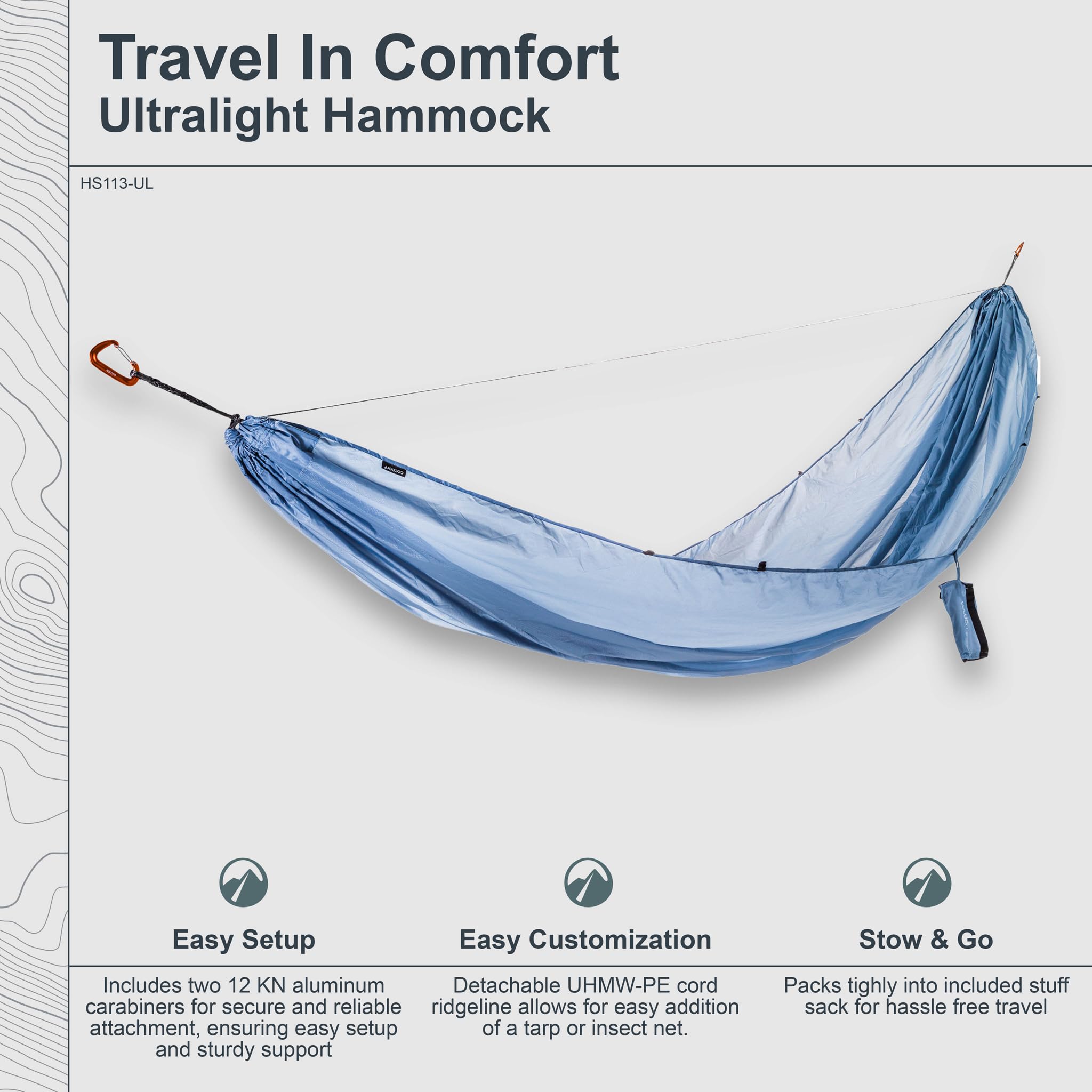 Cocoon Ultralight Hammock, Single, Storm Blue, OS - Image 2