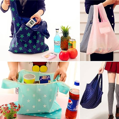 Miniatura 5 de Bolsas de tela, reutilizables, plegables, reciclables para compras, cabe en el bolsillo, ecológicas para comestibles, resistentes al agua, ligeras,