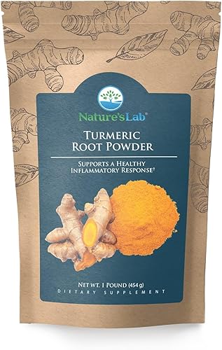 Nature's Lab Polvo de raíz de cúrcuma - Bolsa de 1 libra (64 porciones)
