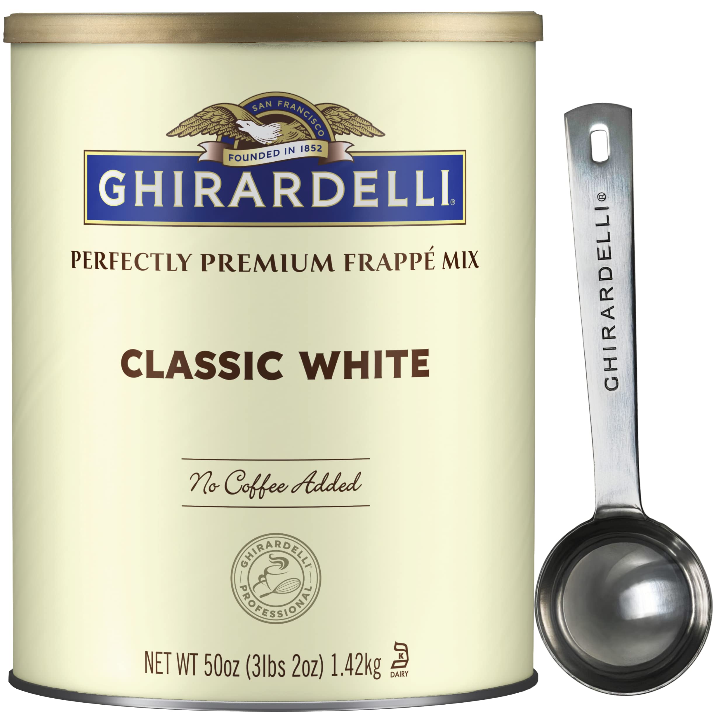 GhirardelliChocolate Company - Classic White Premium Frappé 3.12lbs with Stamped Barista Spoon