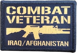 Combat Veteran Iraq Afghanistan Morale Patch Removable Hook and Loop for Molle Gear, Operator Hat, Rucksack, Pack Bag, Backpack, Made in The USA