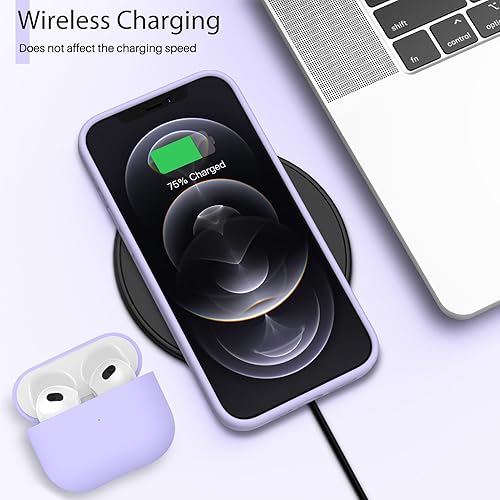 Miniatura 5 de ORNARTO Funda compatible con iPhone 12 PRO MAX de 6.7 pulgadas, silicona líquida delgada de 3 capas de goma de gel suave cubierta completa con forro