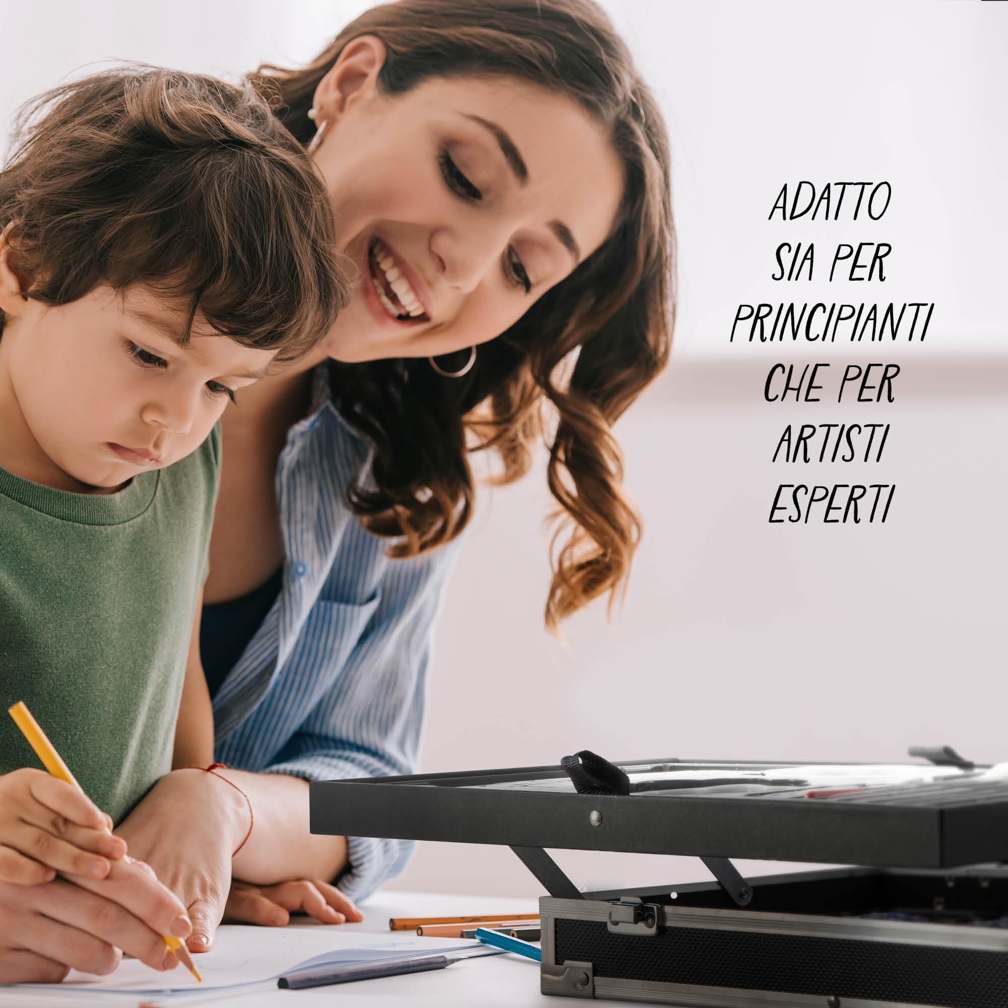 Nassau Fine Art - Valigetta da disegno artistico in scatola di metallo, per bambini e adulti, matite colorate, acquerelli, pastelli pastelli, hobby, scuola e lavoro