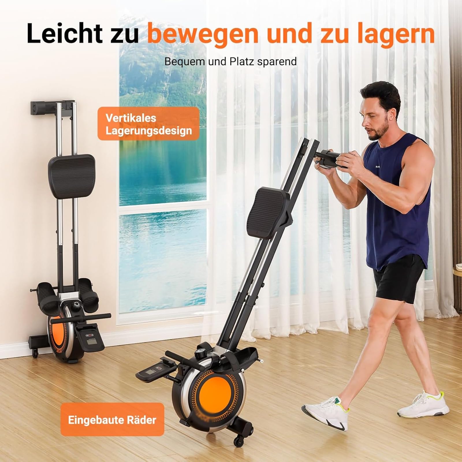 Wioślarz o maksymalnej nośności 160 kg, magnetyczny rower z 16 poziomami oporu i monitorem LCD