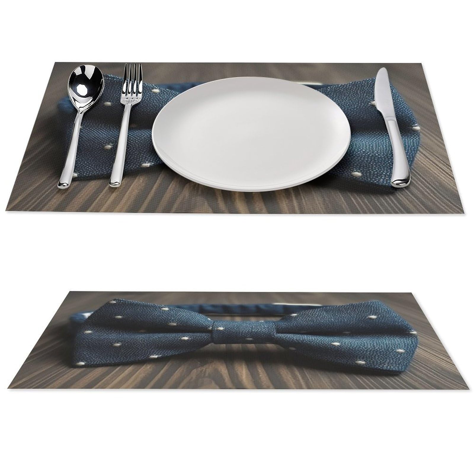 Sets de table résistants à la chaleur antidérapants en PVC lavables 30,5 x 45,7 cm bleu