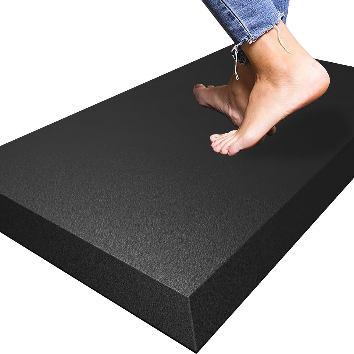 1" Extra Thick Anti Fatigue Floor Mat, 30" L x 17" W Kitchen Mat, Standing Desk Mat – Comfort at Home, Office, Garage (Black)