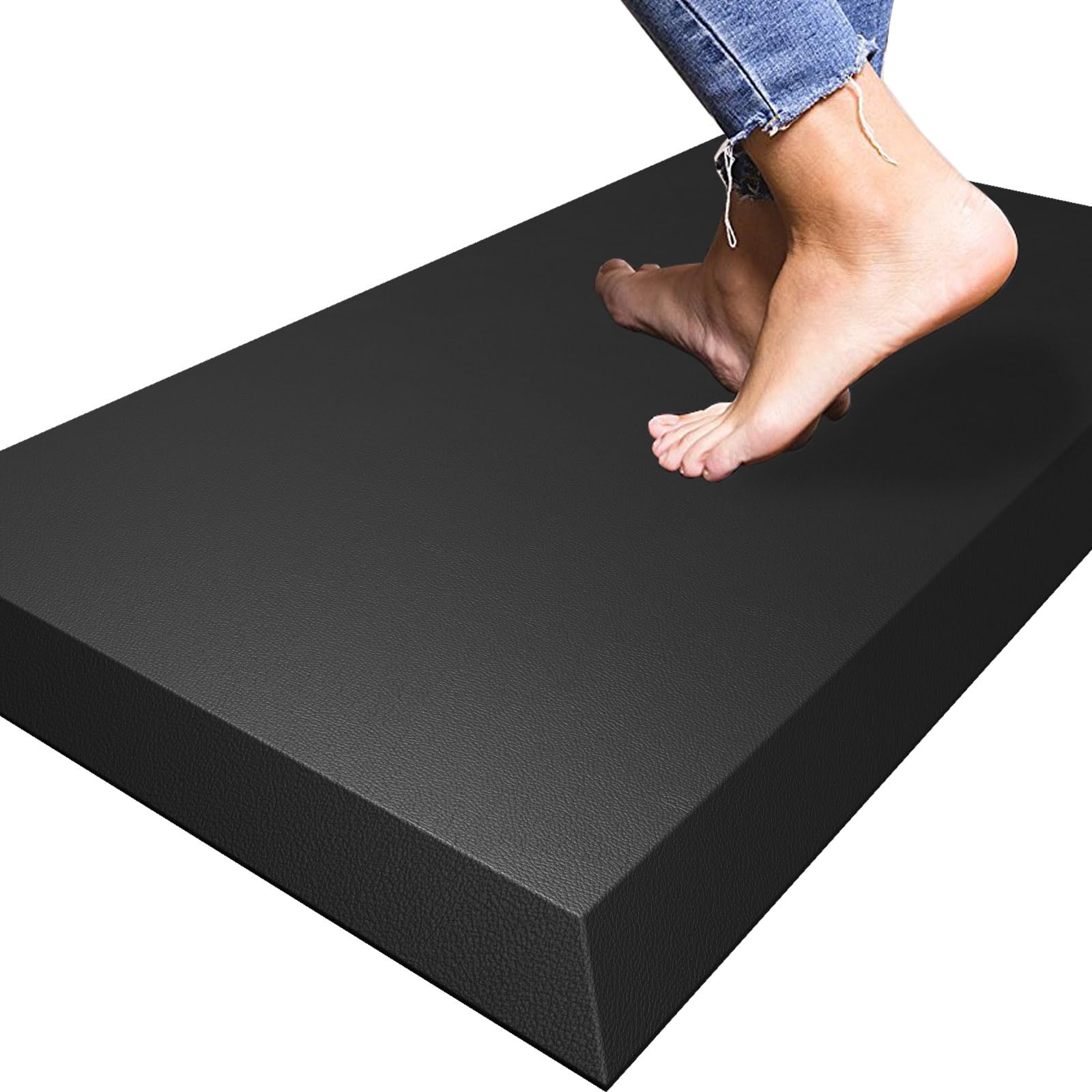 Photo 1 of 1" Extra Thick Anti Fatigue Floor Mat, 30" L x 17" W Kitchen Mat, Standing Desk Mat – Comfort at Home, Office, Garage (Black)