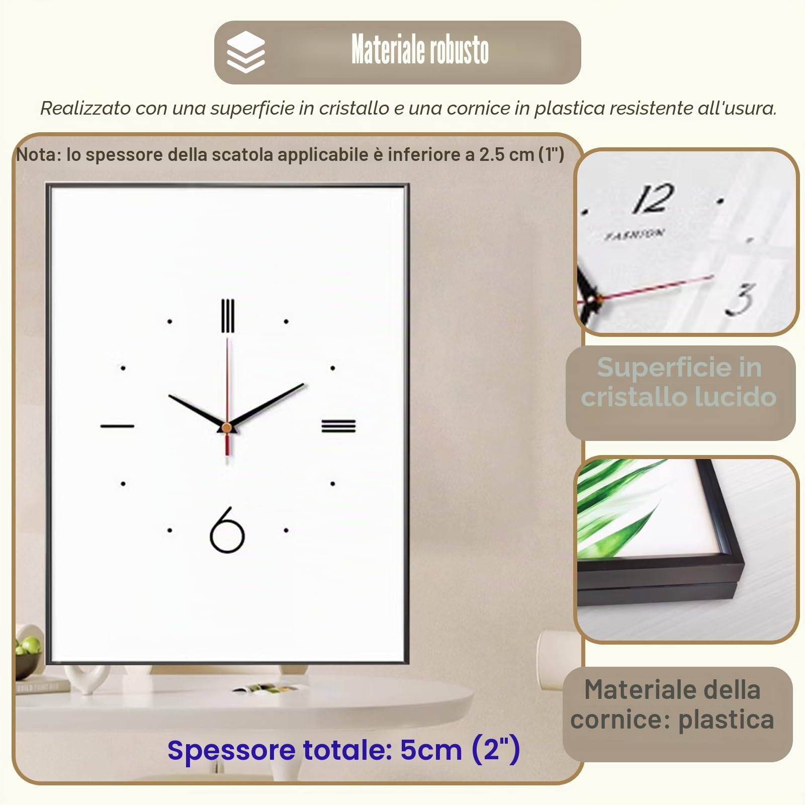 Copri Cassaforte a Muro Coperchio Della Scatola Degli Interruttori Verticali con Orologio, Coperchio del Quadro Elettrico Bianco con Pannello in Cristallo, Piastra Decorativa per Scatola dei Fusibili(