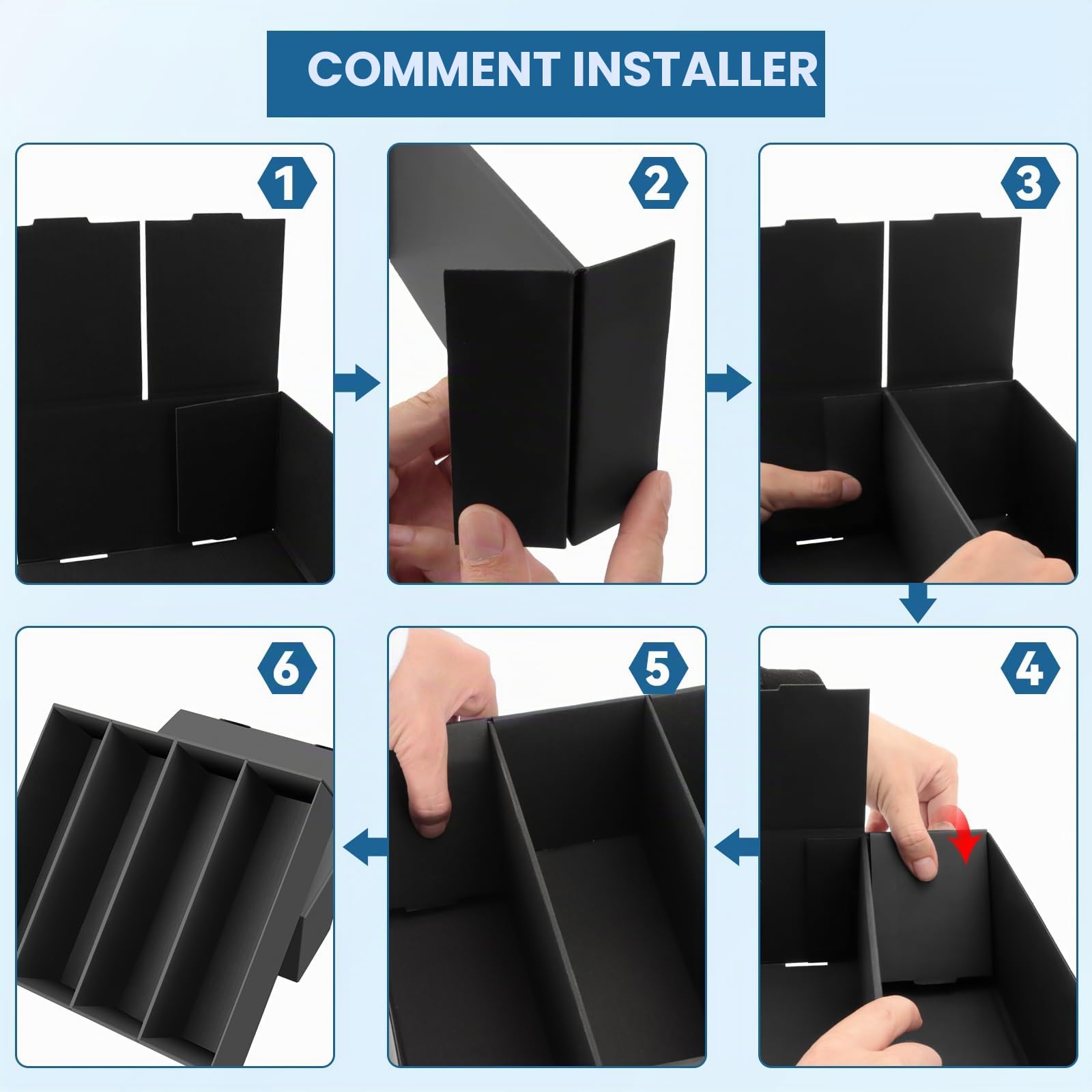 Lot de 4 boîtes de rangement pour cartes à collectionner, 13760, avec 48 intercalaires colorés, boîte de rangement en carton noir, boîte de rangement pour TCG/Magic/MTG