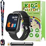 OKYUK 4G Kids Watch with SIM Card, 47 Exciting Games, Two-Way Calling Feature, SOS Emergency Call Button Ideal for Kids Aged 3-15 Gift, Children’s Cell Phone Alternative (Black)