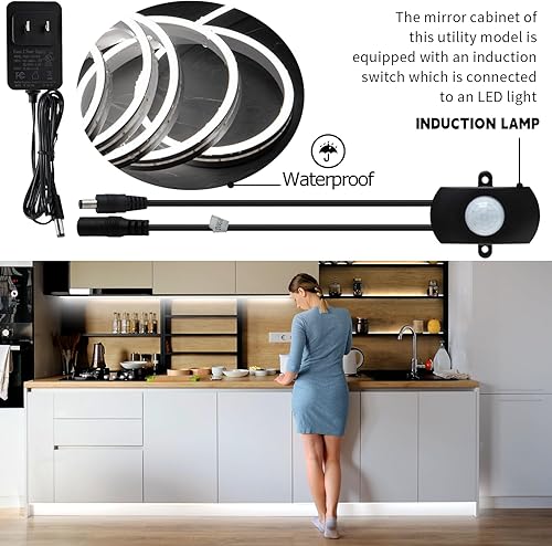 Miniatura 3 de EUGOBRTEN Luces nocturnas LED de 6.6 pies, luz nocturna de neón brillante, luz nocturna blanca de 6000 K con encendidoapagado automático para