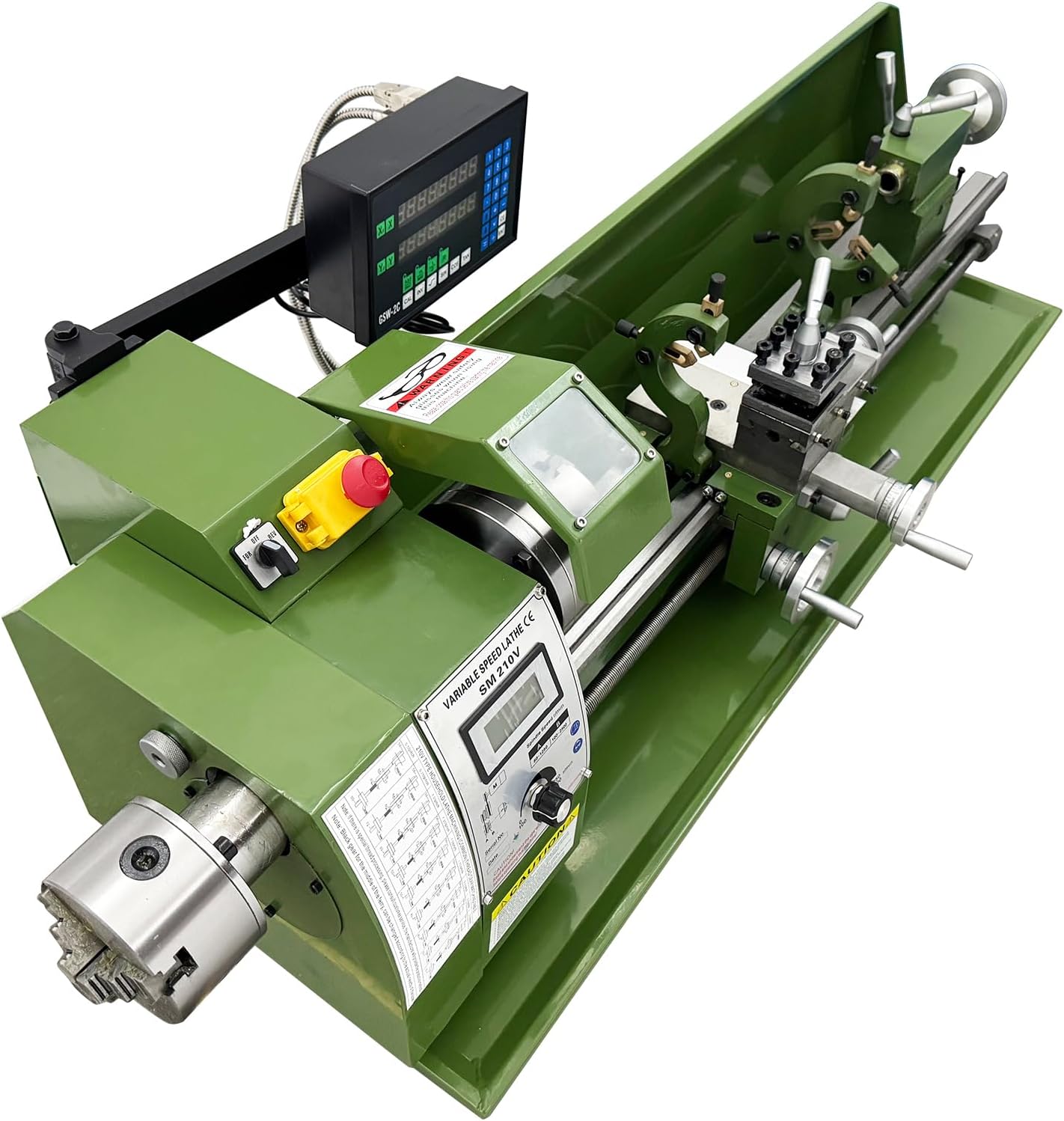 110W Double Head Double Chuck Precision Metal Bench Lathe with 2-Axis DRO, 8.27" Swing Over Bed, 29.5" Centers Distance 110V