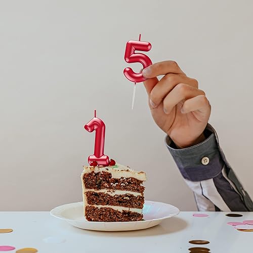 Miniatura 5 de Vela roja número 11 feliz cumpleaños número 3D velas para cumpleaños pastel decoración fiesta boda aniversario celebración suministros