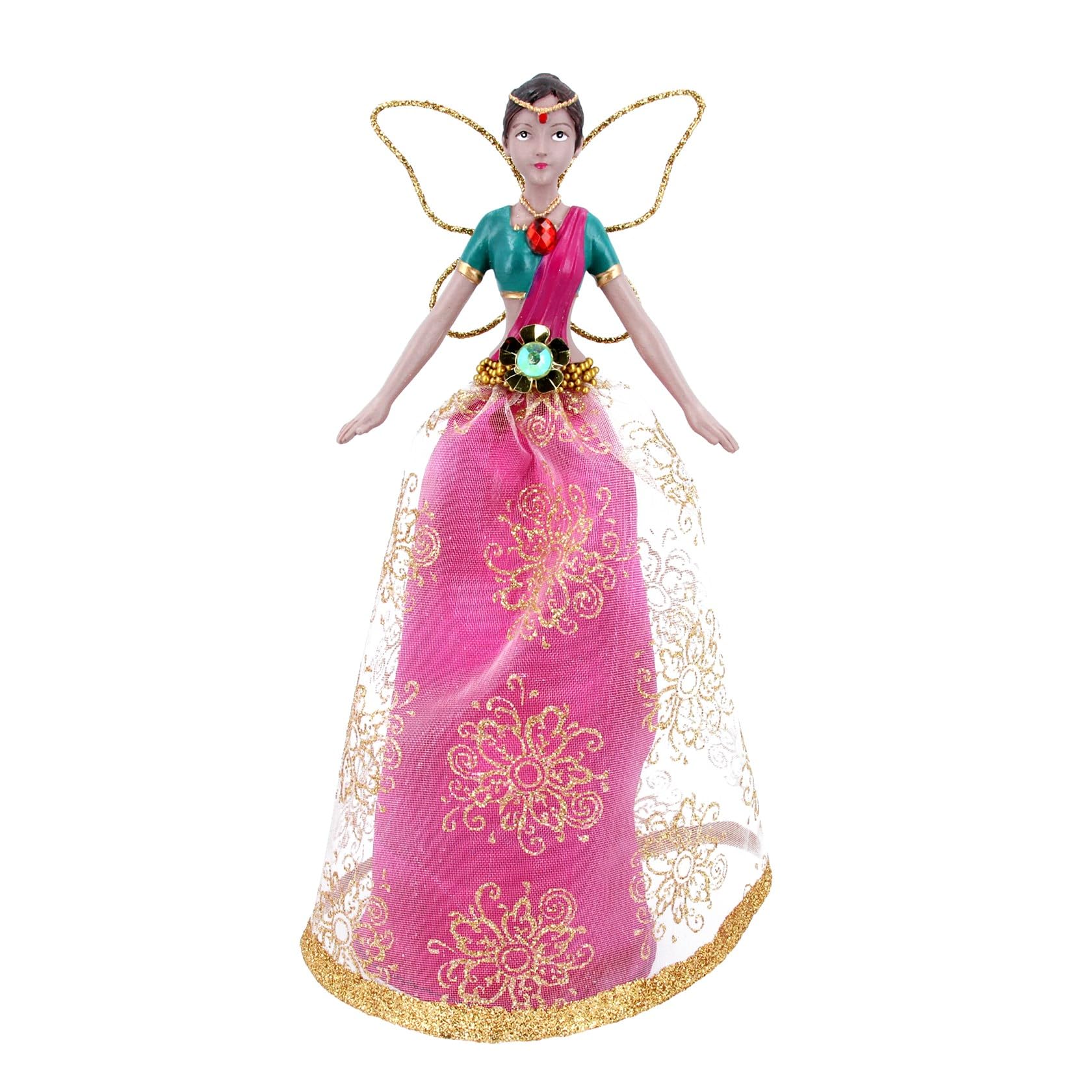 Gisela Graham Multicoloured Jewelled Fairy Christmas Tree Topper