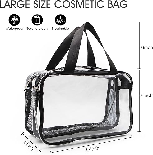 Miniatura 4 de Bolsa de maquillaje transparente bolsa de cosméticos de viaje grande impermeable transparente con cremallera bolsa de equipaje con asa reutilizable