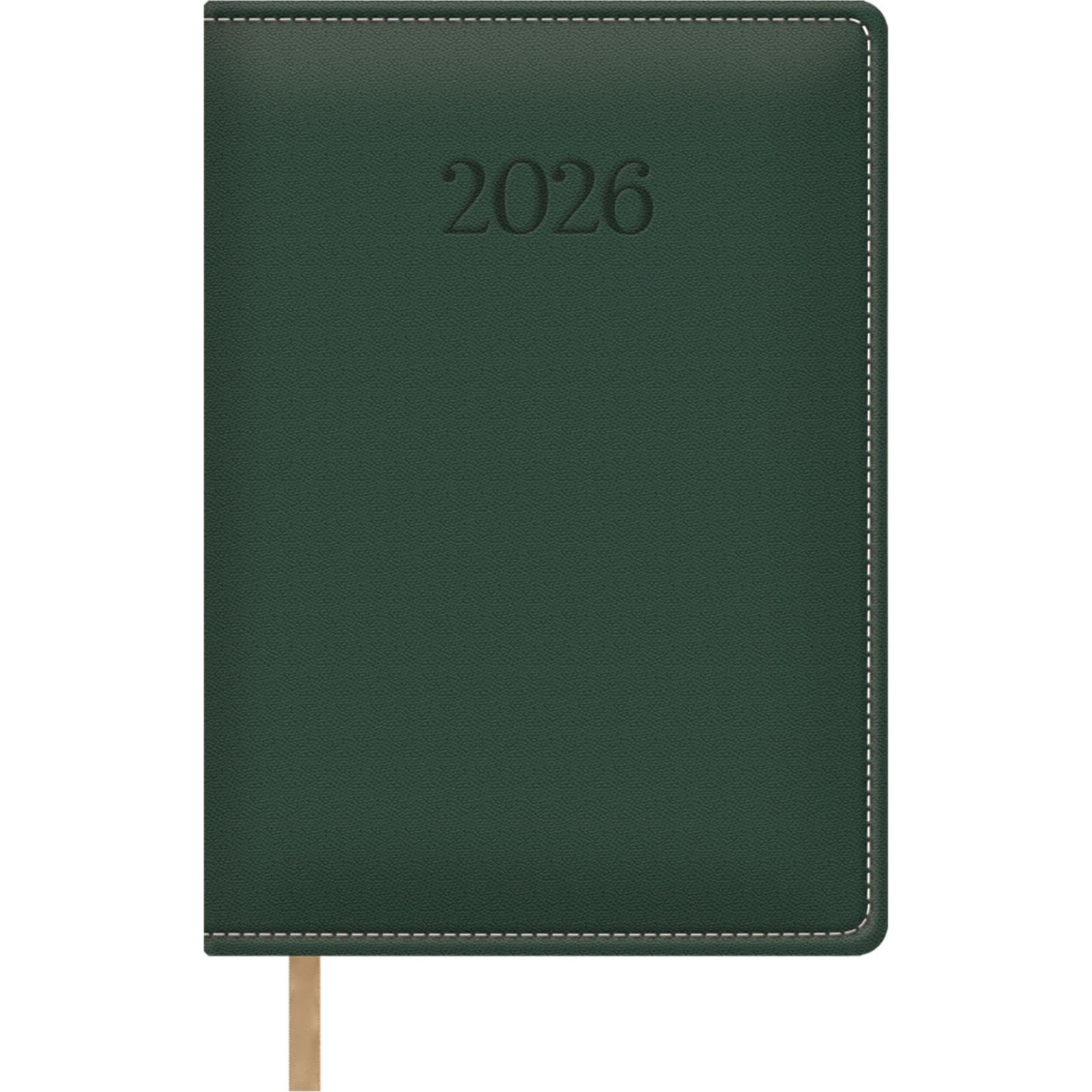 Dohe - Diary 2026 - Day per Page, A5 Size (15x21 cm), Soft Hardcover Leatherette, Bookmark, 12 Months January to December, Annual Planner in Spanish - Bologna Green