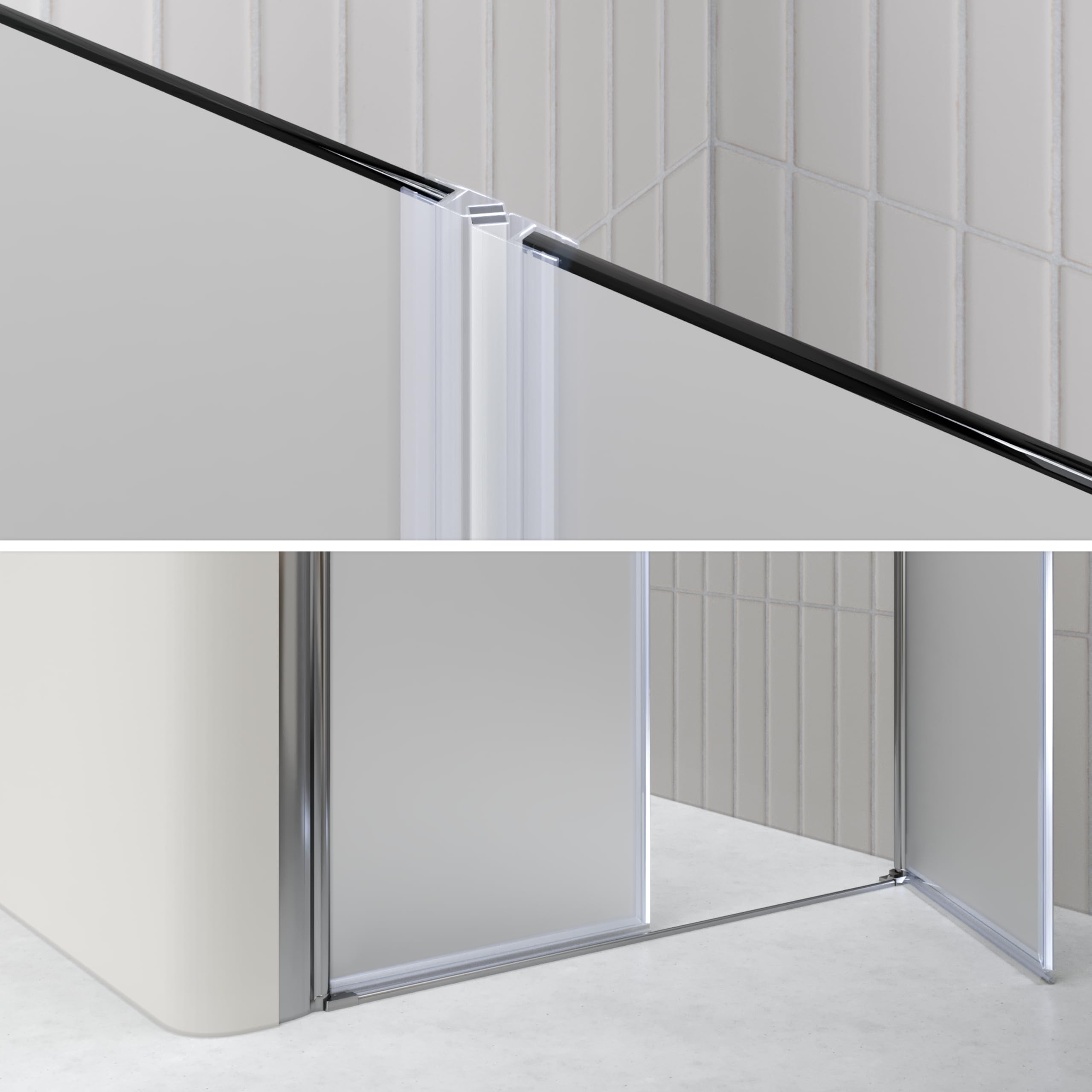 Mampara de ducha Lima, regulable de 68-72 cm, altura 195 cm, puerta doble abatible, cristal de seguridad templado ESG 6MM satinado, perfiles cromados #DTF