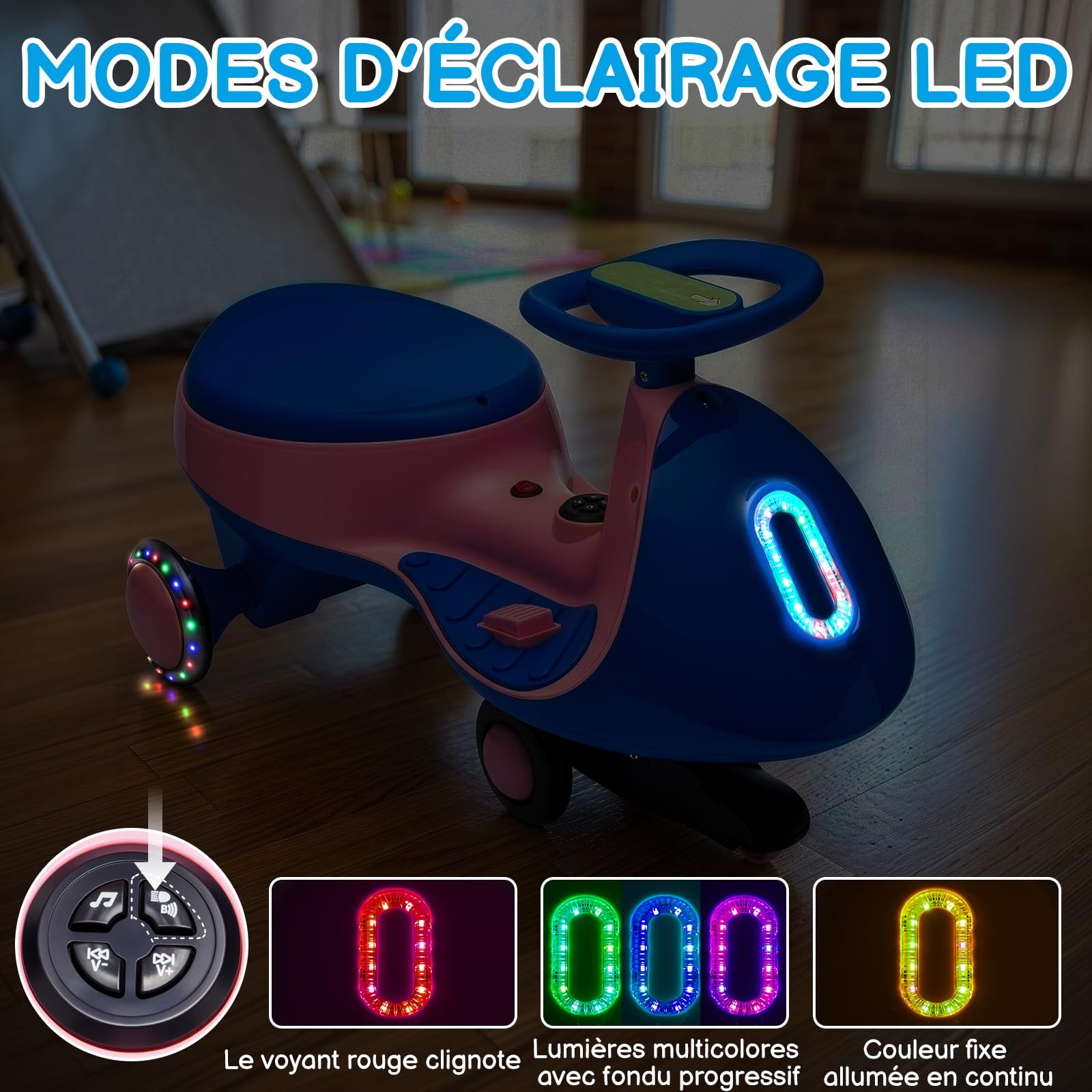Voiture électrique Enfant 2 en 1 avec MP3 pour Enfants à Partir de 3 Ans Bleu-Rose