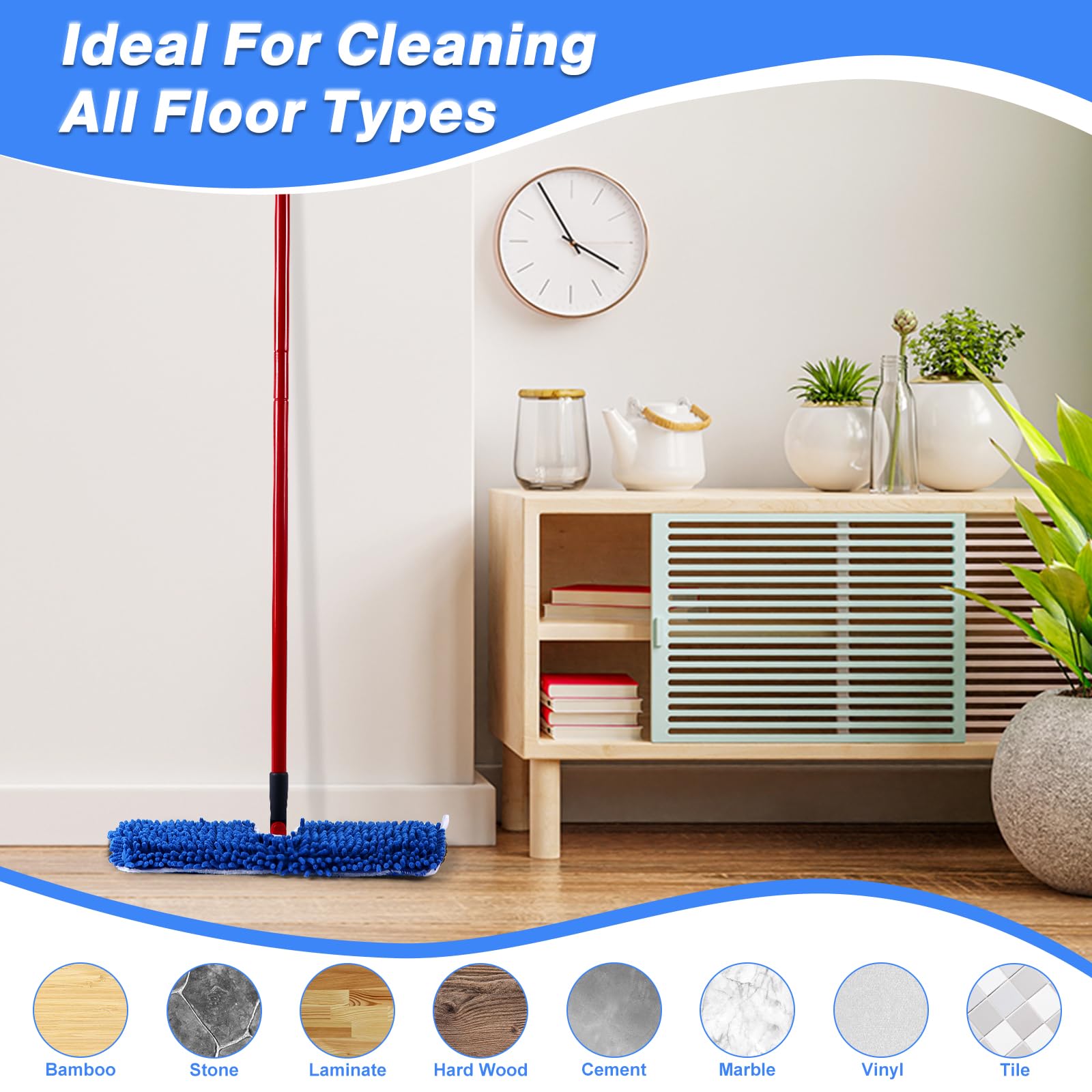 Paquete de 6 recambios de microfibra para fregona, compatibles con fregona O-Cedar de doble acción, cabezales de repuesto para uso en seco/húmedo, lavables y reutilizables