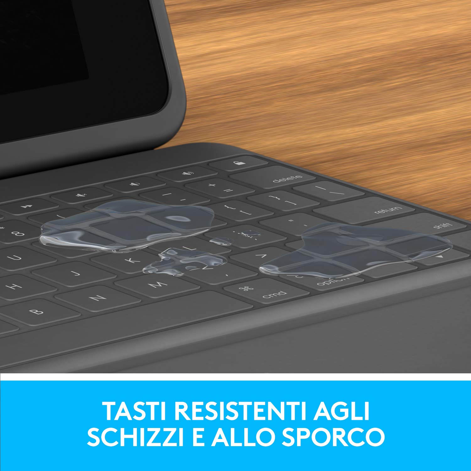 Logitech Rugged Folio per iPad (7ª, 8ª e 9ª generazione) Custodia con tastiera protettiva con Smart Connector e tastiera resistente agli schizzi, Layout Italiano QWERTY - Nero
