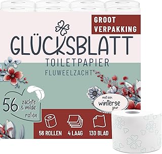 Glücksblatt Toilettenpapier SAMTWEICH, 4-lagig, 48 Rollen x 130 Blatt, 100% Zellstoff, superweiches Klopapier mit Glücks-Prägung, WC Papier, ideal für Camping, Verpackung aus mindestens 30% PCR-Anteil