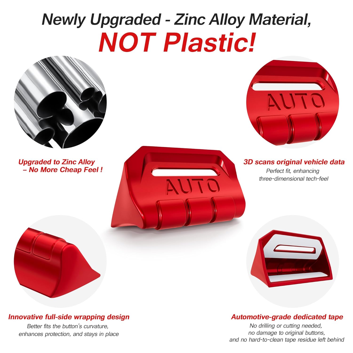 Polodunn 4PCS Premium Aluminum Window Decorative Switch Ring Trims Button Cover Set for Jeep Wrangler JL JLU 2018-2025 2026 & Gladiator JT 2020-2026 Accessories - Metal Finish, Interior Upgrade (Red)