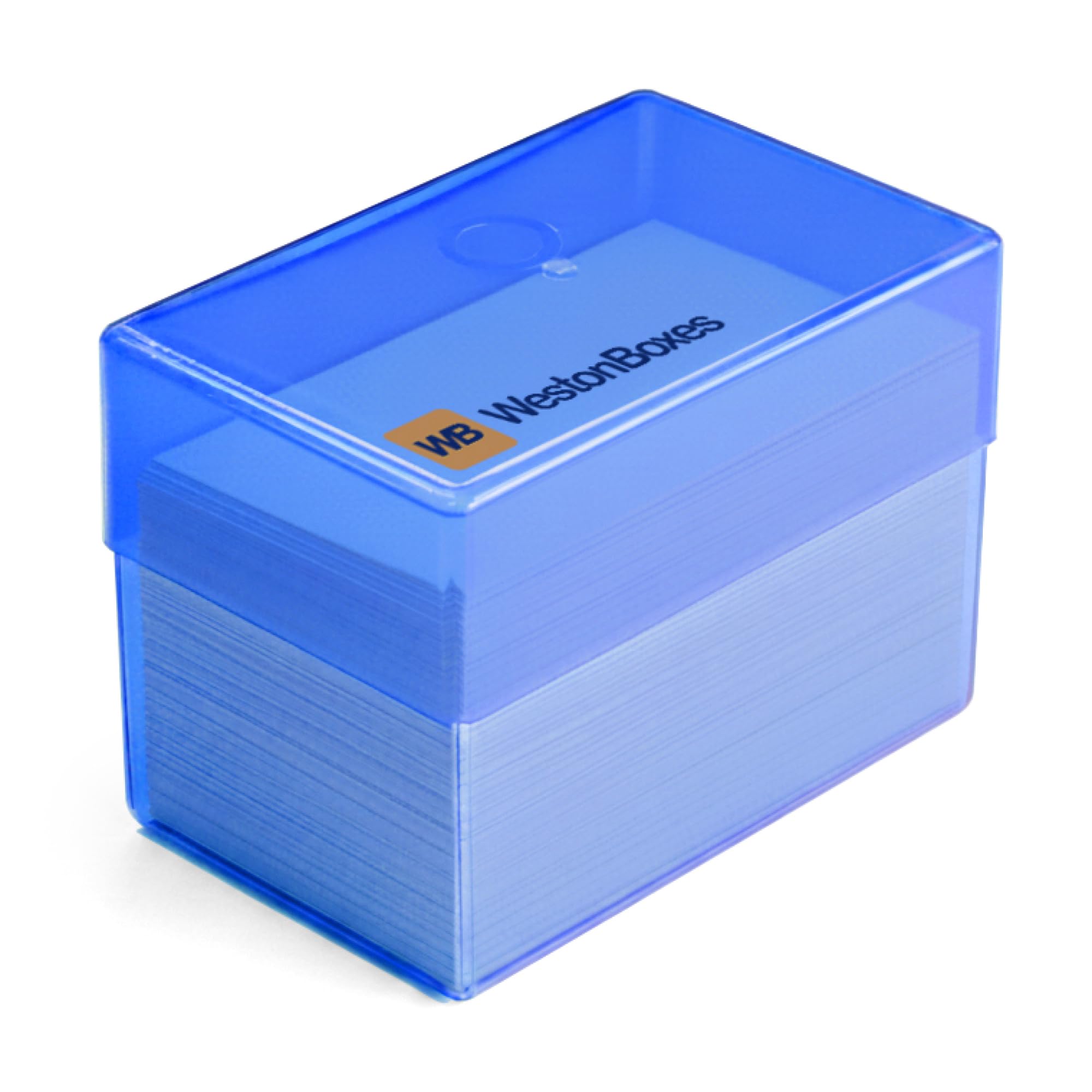 Westonboxes Blue / Transparent Plastic Business Card Boxes - Holds 250 Business Cards - 70Mm Deep (Blue, Pack Of 8)
