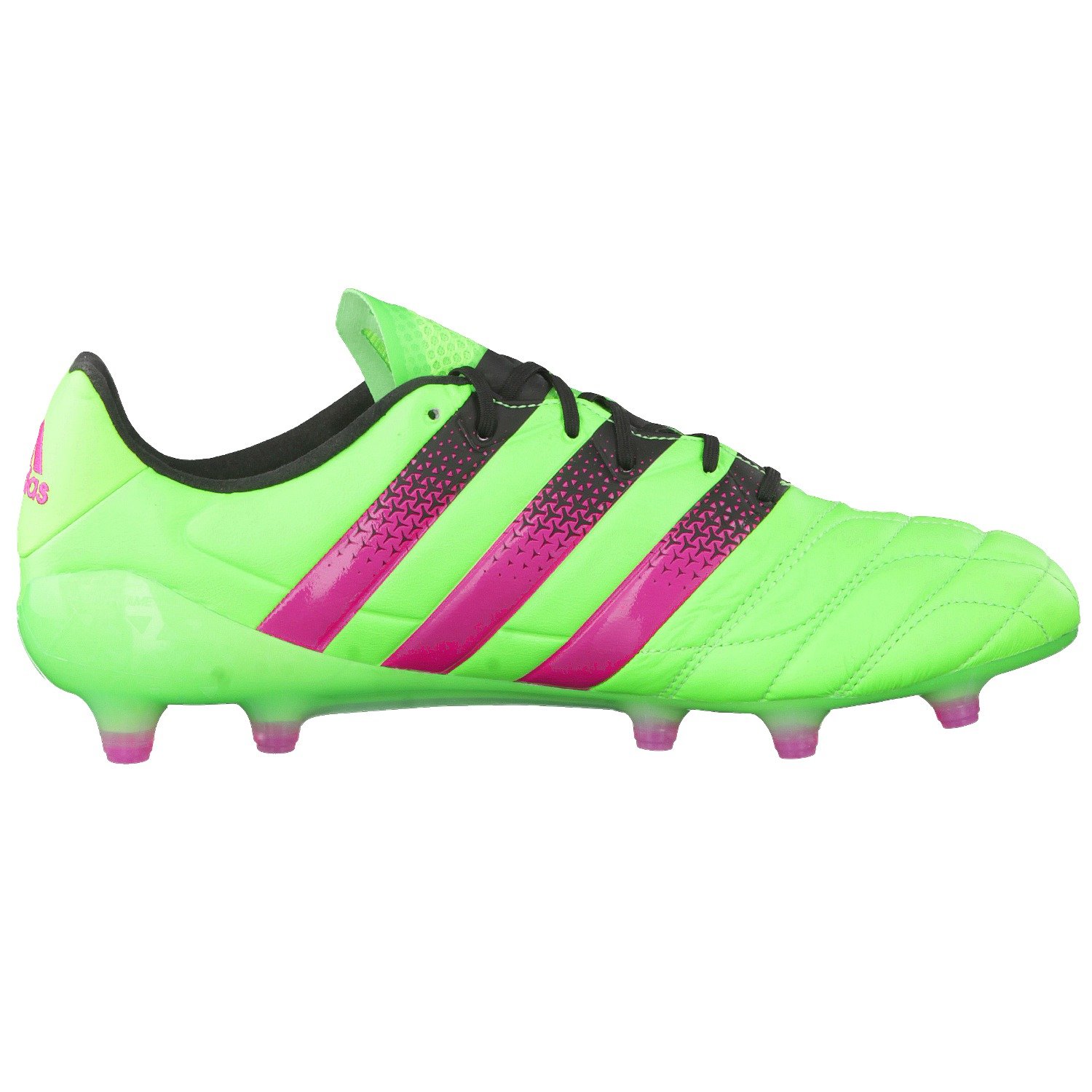 adidas Męskie buty do piłki nożnej Ace 16.1 Fg/Ag Leather, zielony - Zielony Solar Green Shock Pink Core Black - 45 1/3 EU