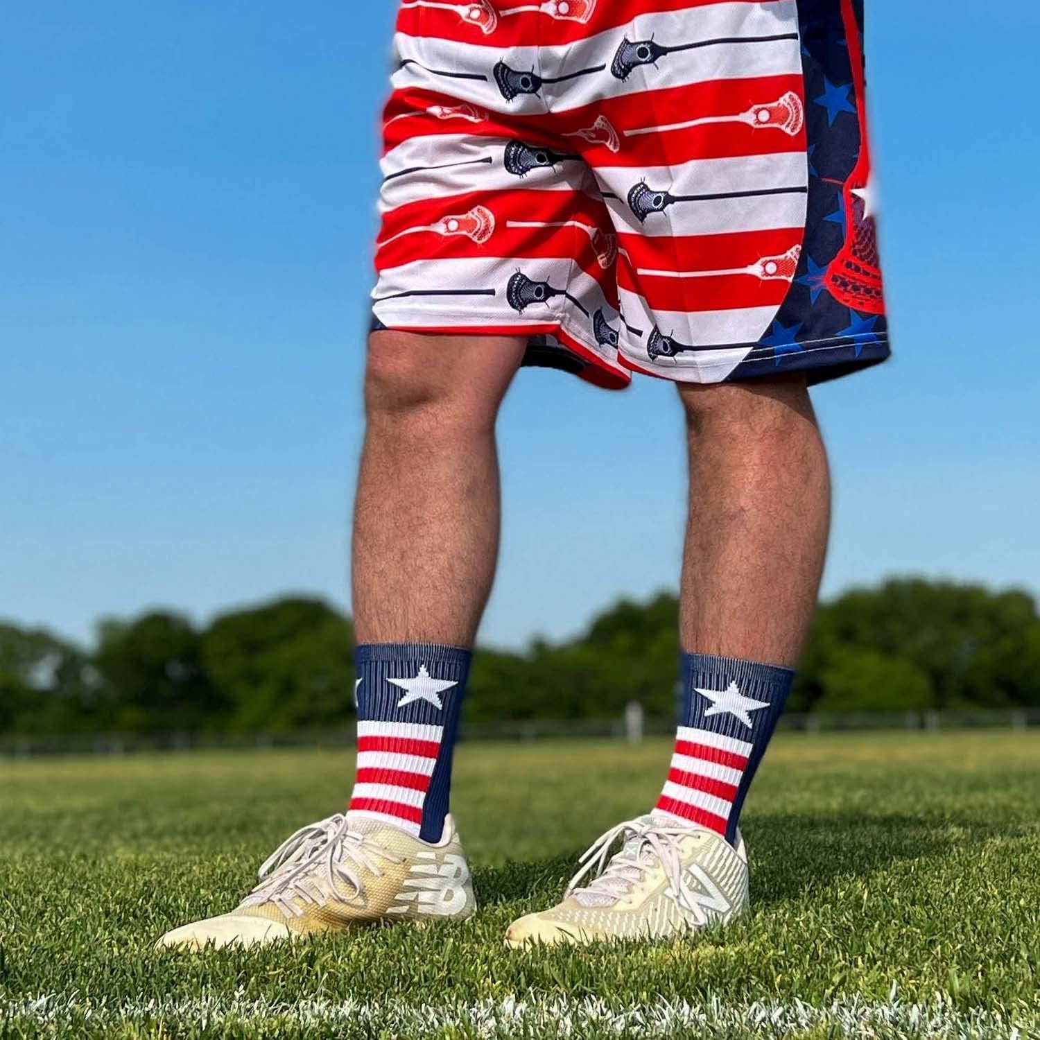 ChalkTalkSPORTS Lacrosse Performance Crew Sock - Youth & Adult - USA - Patriotic - Red White & Blue - Lacrosse Mid-Calf Socks - Image 5