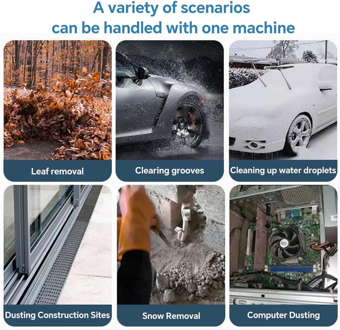 Compressed Air Dust Collector, Snow Blower Leaf Blower Dust Collector Dual Purpose, Industrial Grade Portable, Cordless Lithium Electric Blower for Keyboard Home Outdoor Dust Removal Rain & Snow