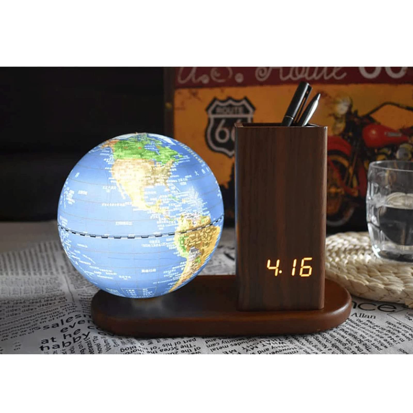 LIOONS Mappamondi Mappamondo Illuminato Mappamondo Globo Illuminato Ricaricabile con Orologio Digitale Globi Geografici Globi Touch Switch Fine e Chiaro