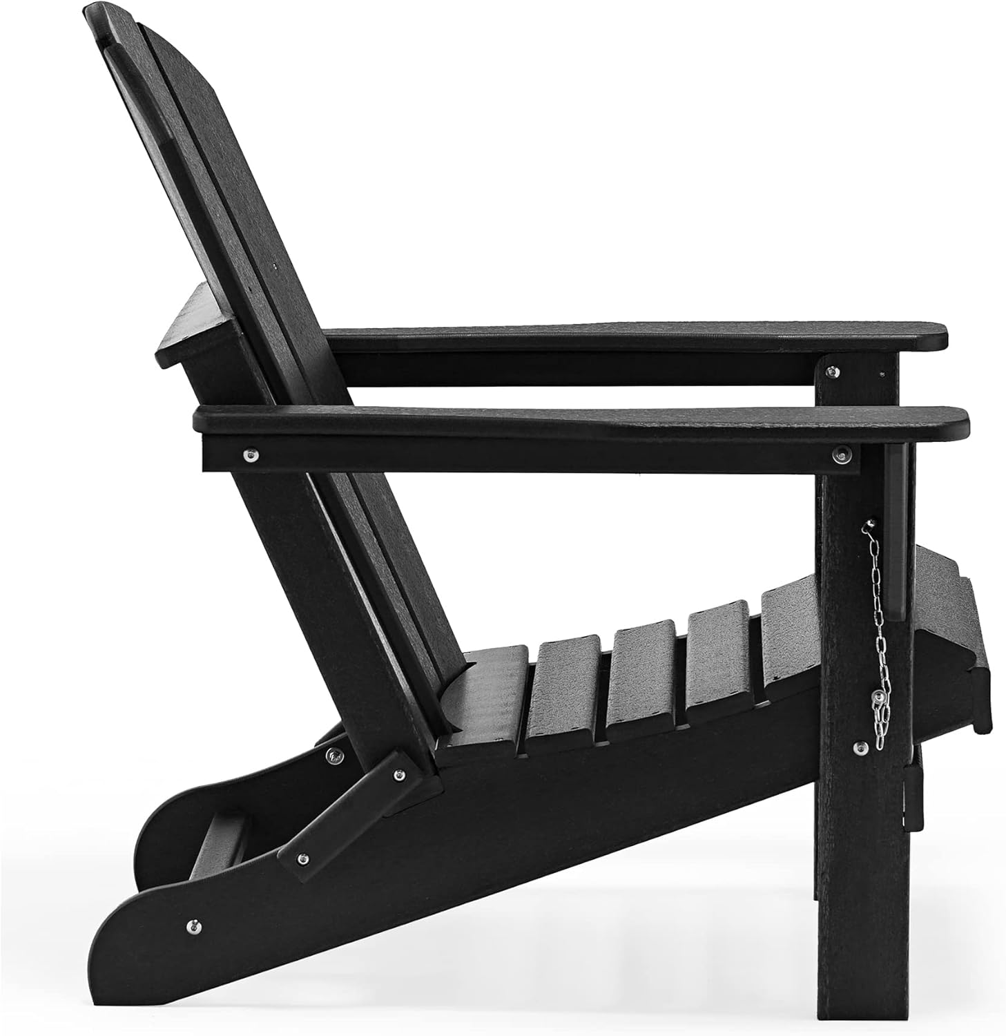 WO Home Furniture HDPE Adirondack Chair Ottoman Side Table Set 5 PCS for Patio Backyard Garden Porch Bon Fire (Black)