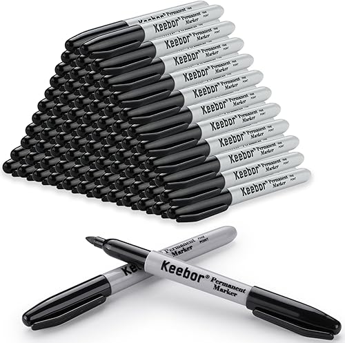 Marcadores permanentes paquete de 100 rotuladores permanentes de punta fina negra impermeables de secado rápido suministros escolares y de oficina