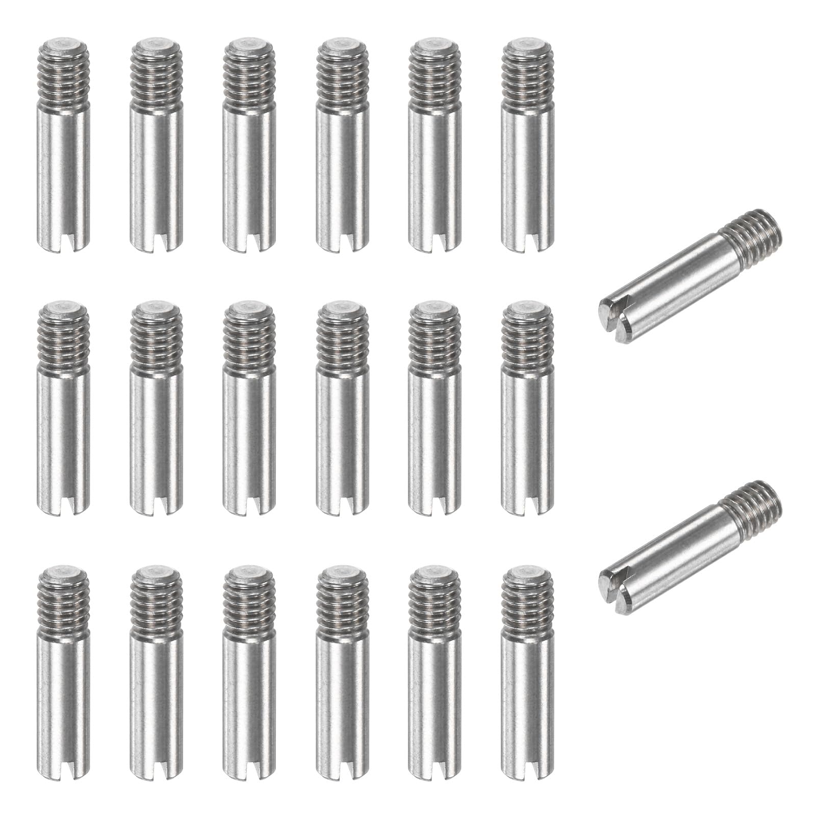 M METERXITY 20-Pack M3 x 12mm Slotted Cylindrical Pin Dowel, 304 Stainless Steel External Thread Locating Dowel Parallel Pins for Metal Devices/Wooden Projects [Silver Tone] — image 1