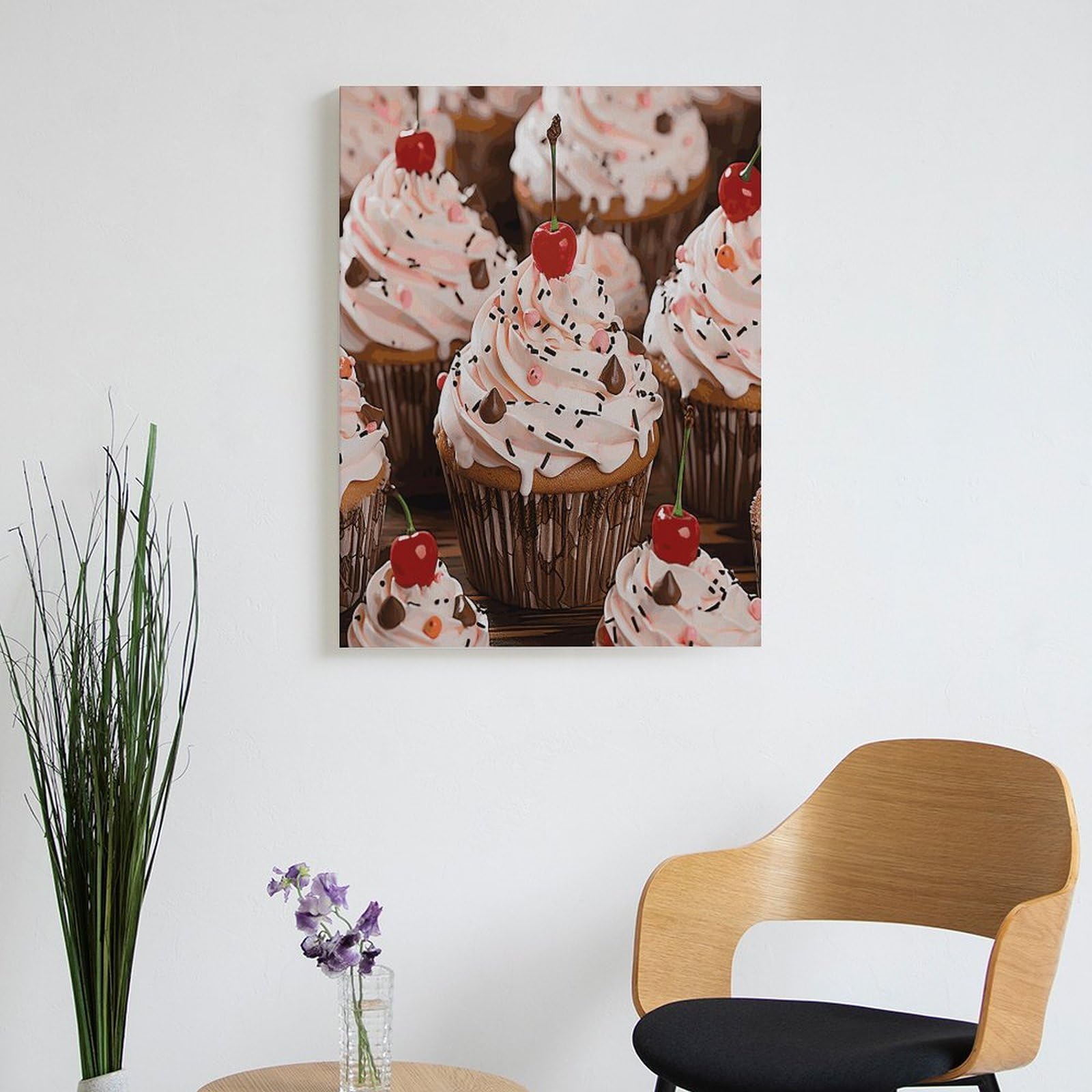 LPAGBCNU Malen nach Zahlen für Erwachsene und Muffins, Malen-nach-Zahlen-Set auf Leinwand, Acryl-Ölfarben, Malerei mit Pinseln, als Geschenk, Wanddekoration
