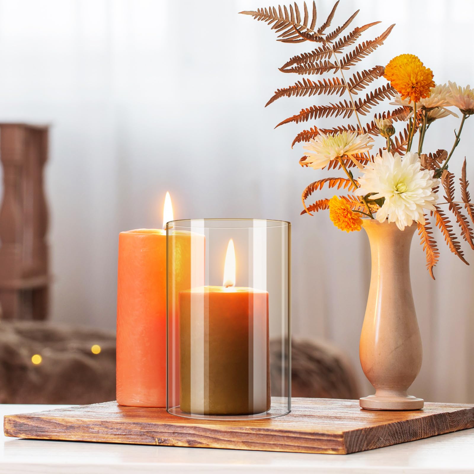 Paralume dal Design Raffinato e Semplice in Vetro Cilindrico Trasparente 2 Pezzi Antivento per Decorare e attività DIY